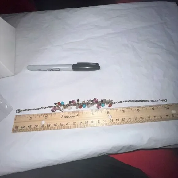 Multi Stone and Beaded Gold Tone Bracelet/Anklet - Picture 5 of 5